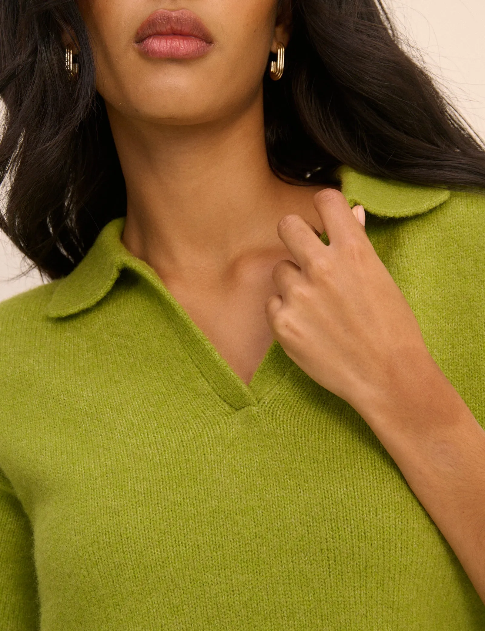 Green Open Collar Polo Knitted Top sold by Nobody's Child product image thumbnail 4