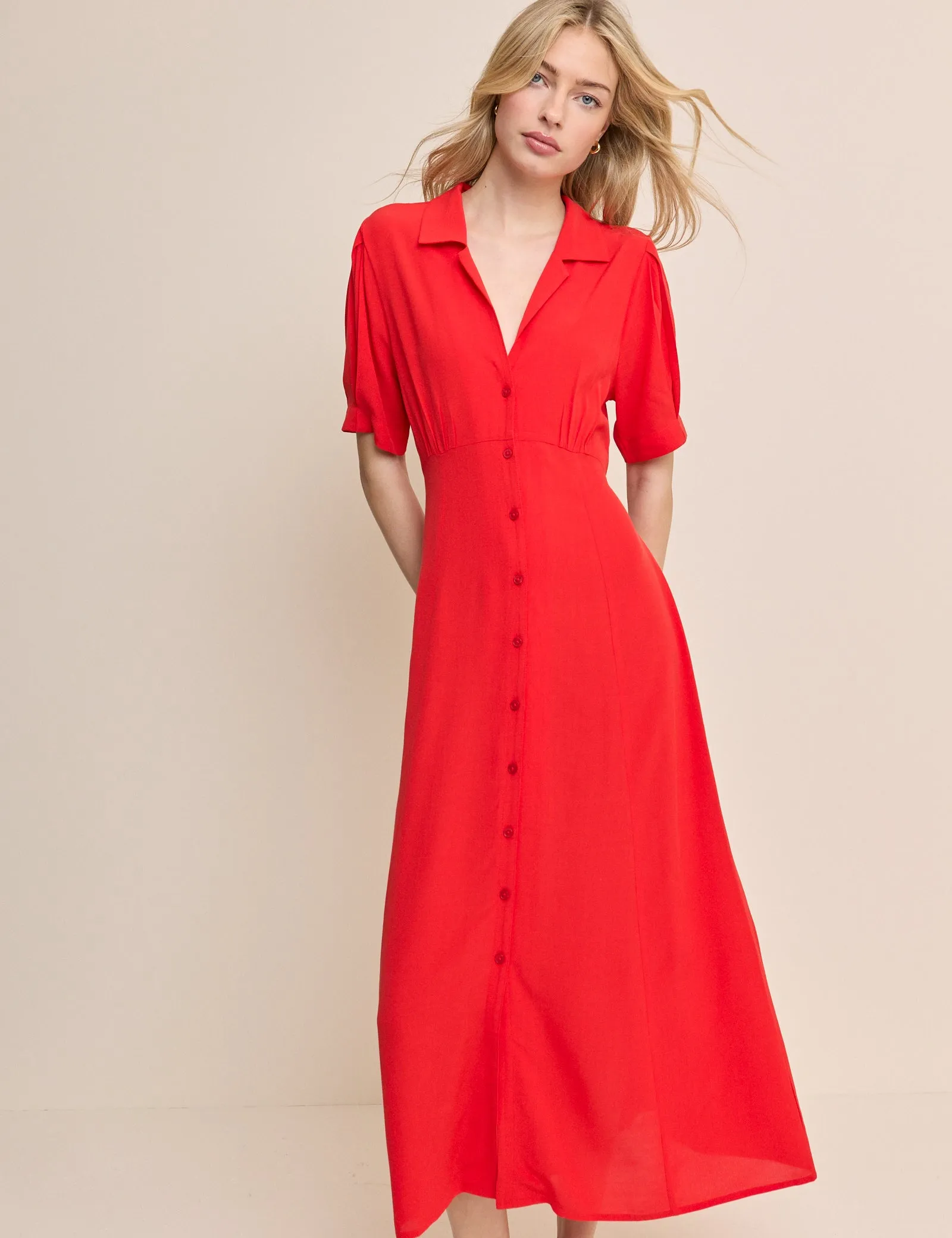 Red Collared Chrissy Midi Dress sold by Nobody's Child product image thumbnail 4