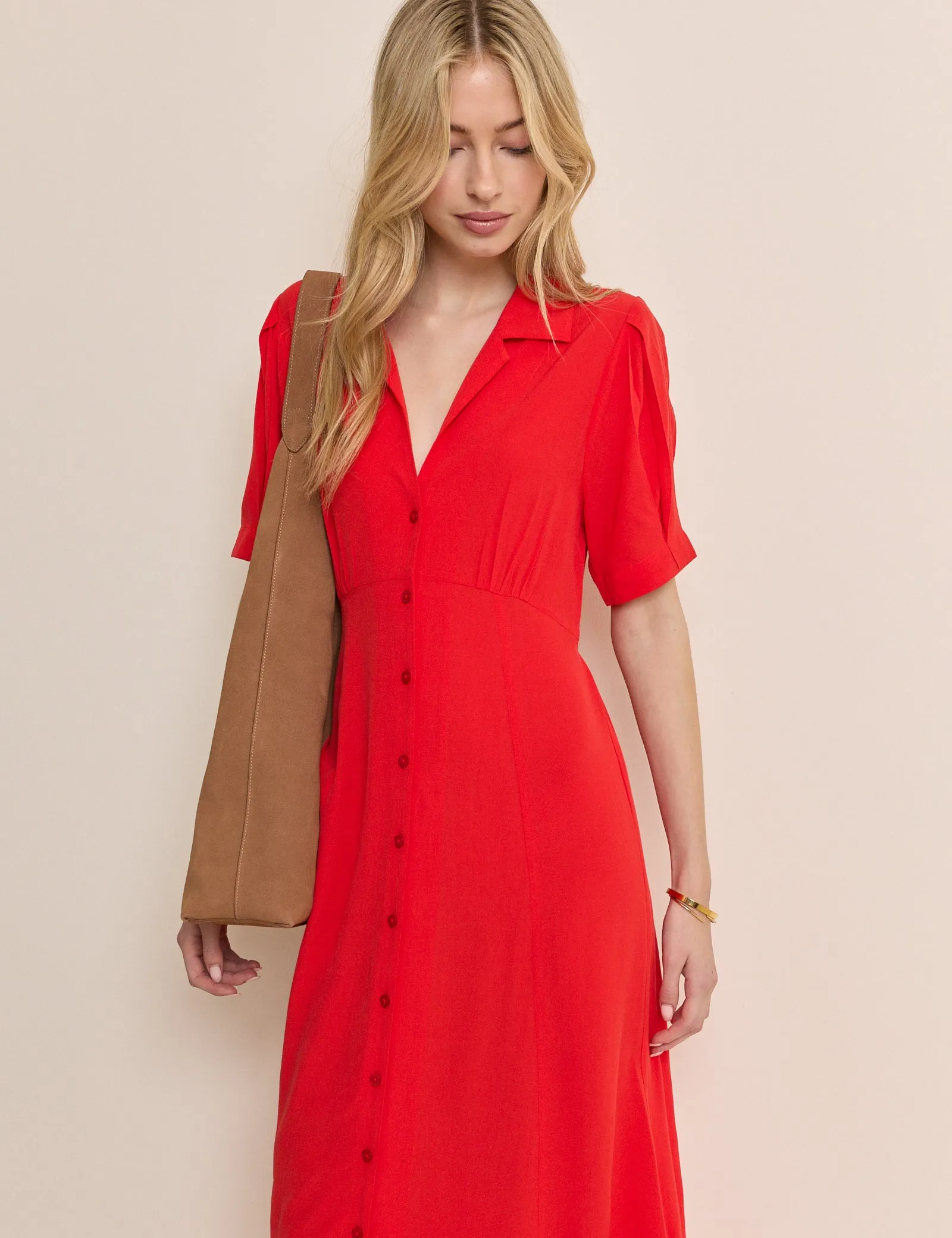 Red Collared Chrissy Midi Dress sold by Nobody's Child product image thumbnail 3