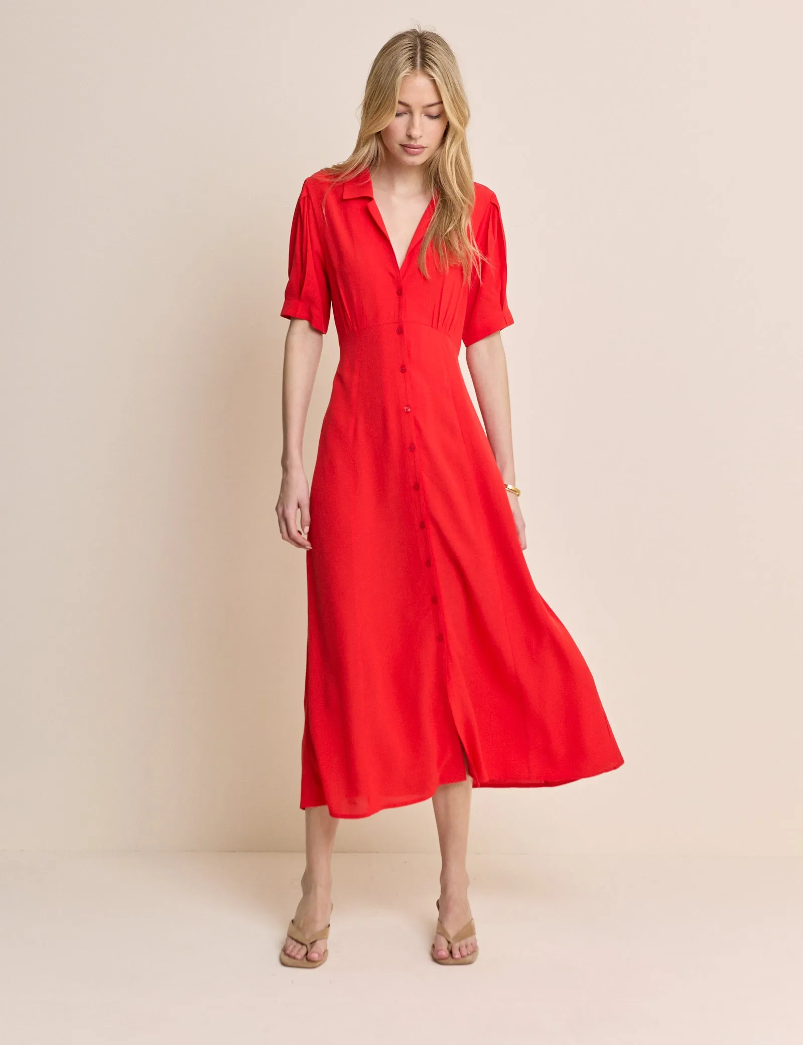Red Collared Chrissy Midi Dress sold by Nobody's Child product image thumbnail 2