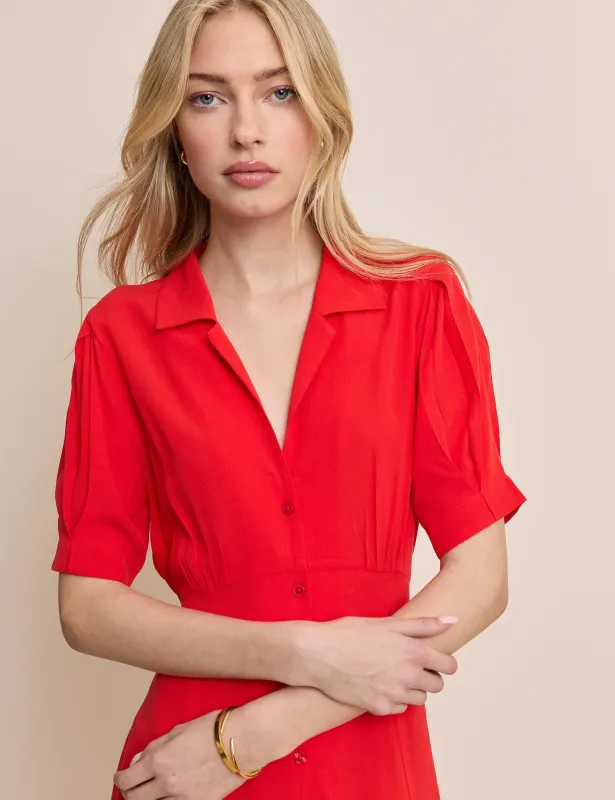 Red Collared Chrissy Midi Dress made by Nobody's Child