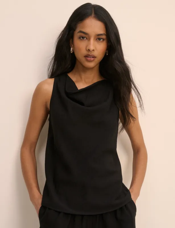 Black Draped Sleeveless Top made by Nobody's Child