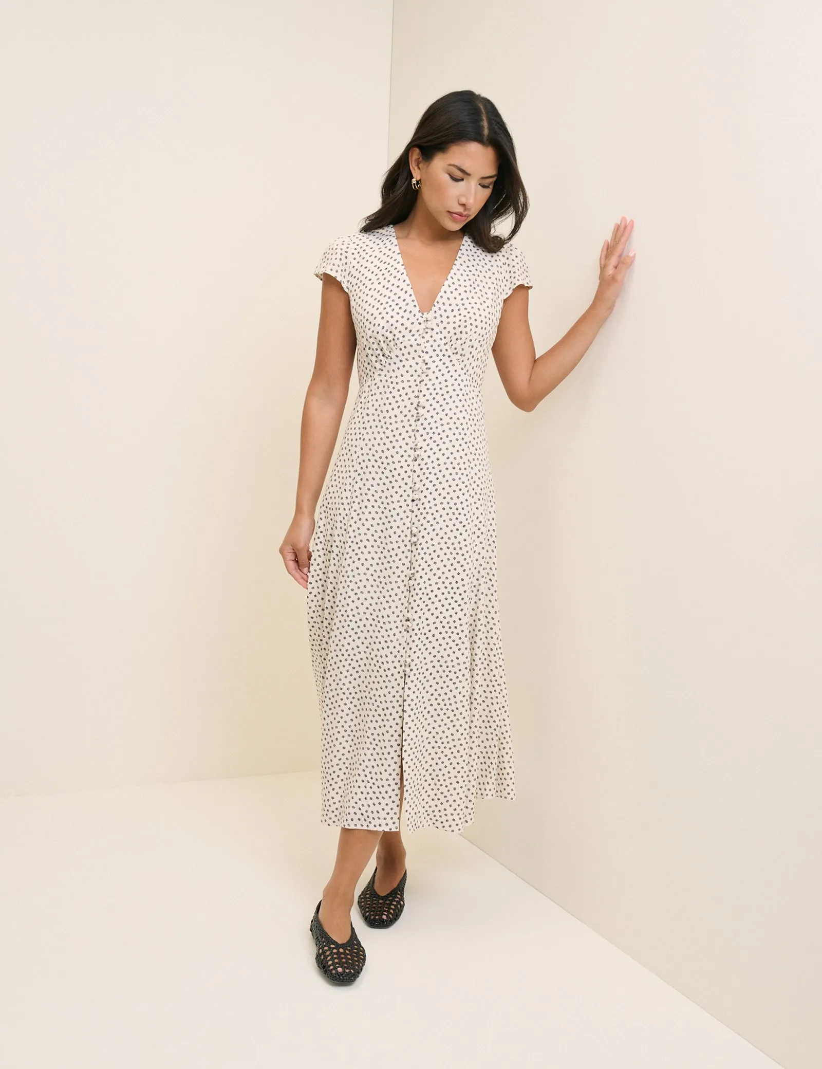 Ivory Ditsy Floral Avery Midi Dress sold by Nobody's Child product image thumbnail 4
