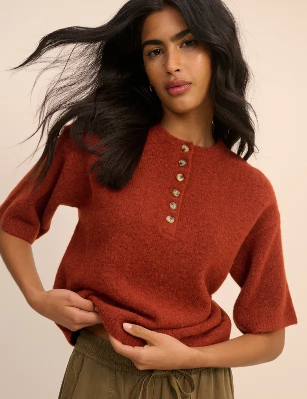 Red Knitted Button Down Top made by Nobody's Child