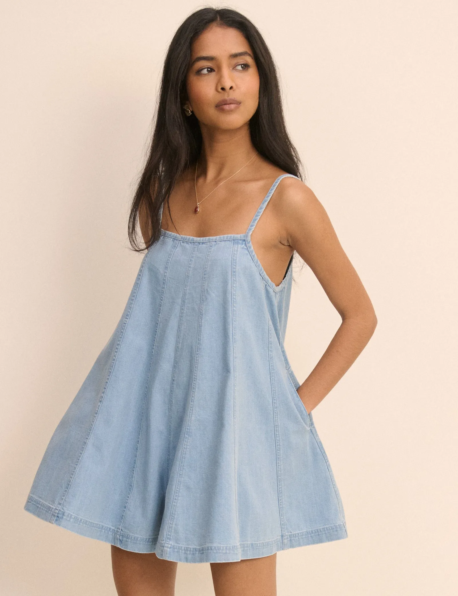 Light Blue Denim Tailli Shift Playsuit sold by Nobody's Child