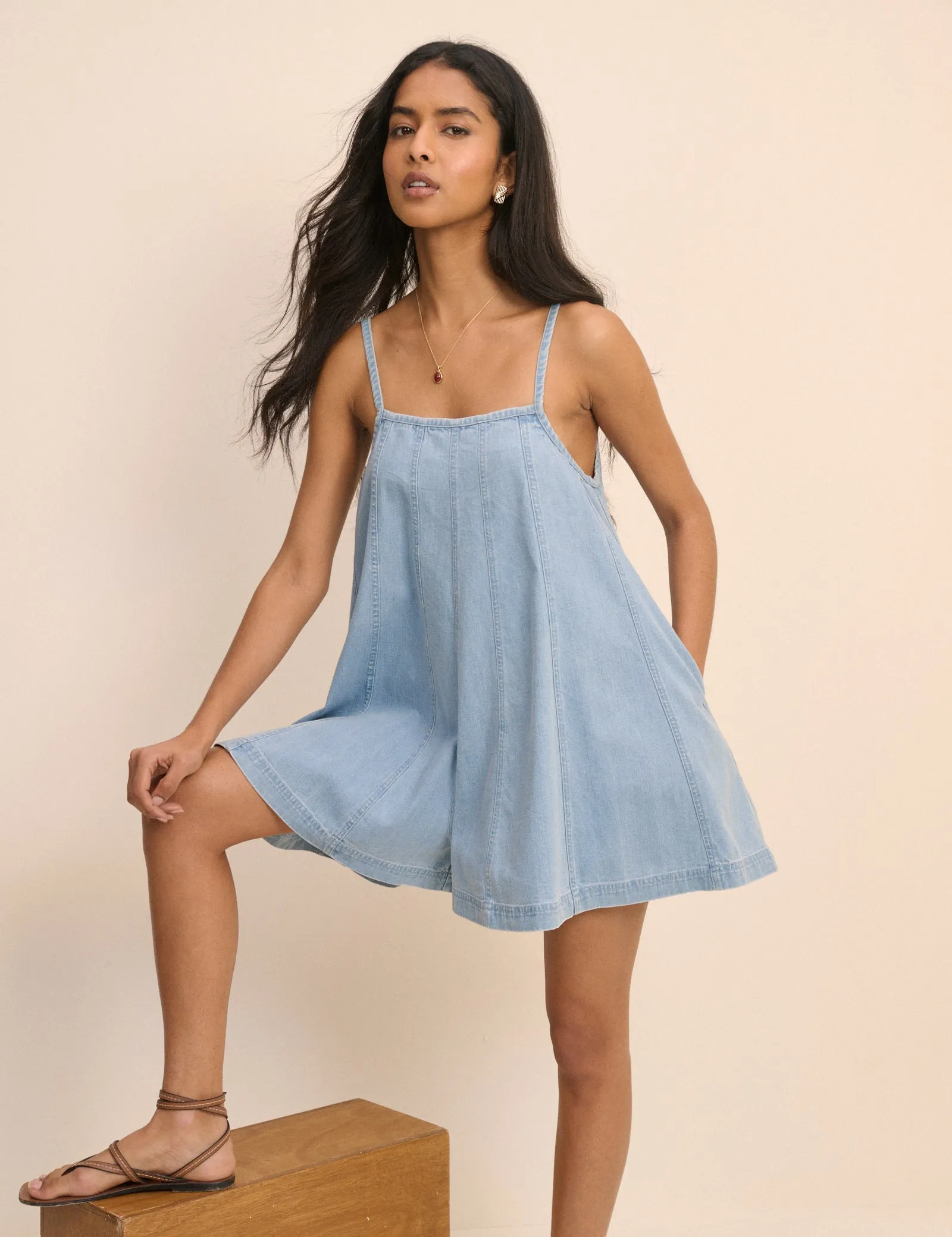 Light Blue Denim Tailli Shift Playsuit sold by Nobody's Child product image thumbnail 4