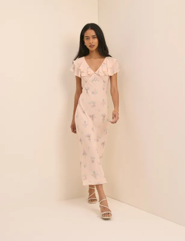 Blush Pink Floral Ellen Midi Dress made by Nobody's Child