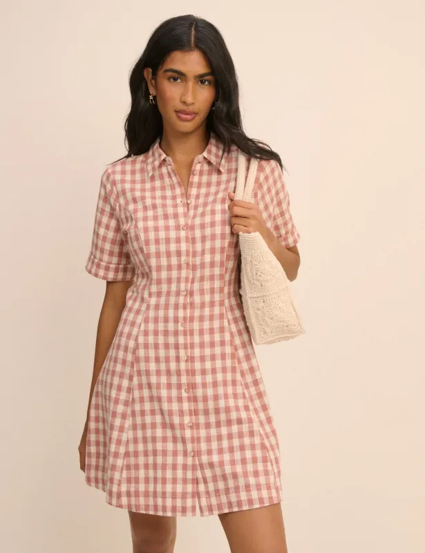 Pink Gingham Dillon Mini Shirt Dress made by Nobody's Child