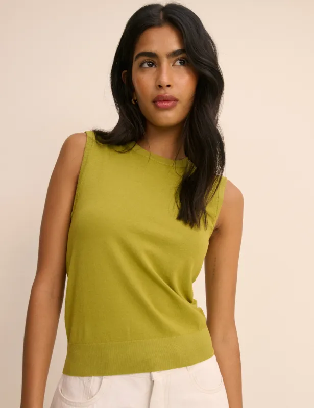 Green Knitted Ribbed Vest Top made by Nobody's Child
