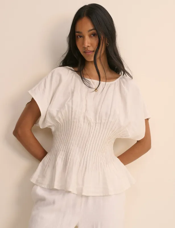 Cream Pintuck Short Sleeve Top made by Nobody's Child