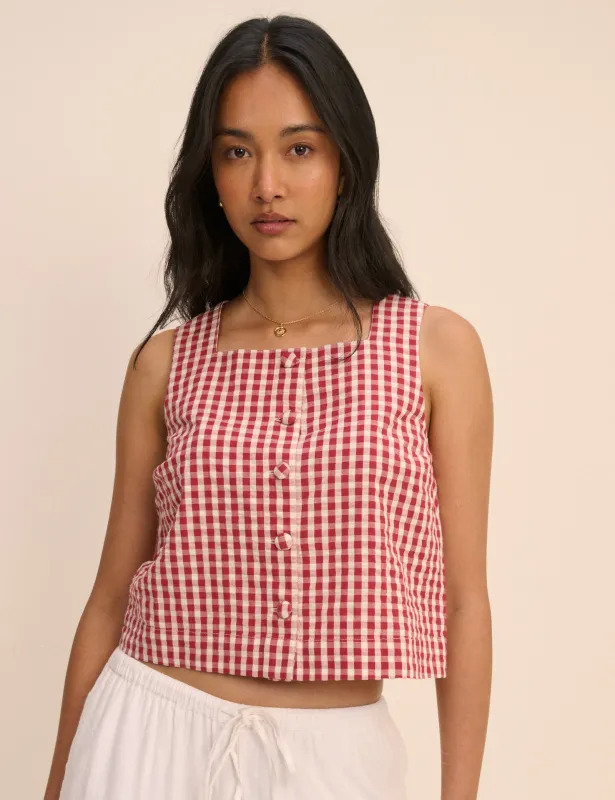 Red Gingham Button Front Top made by Nobody's Child