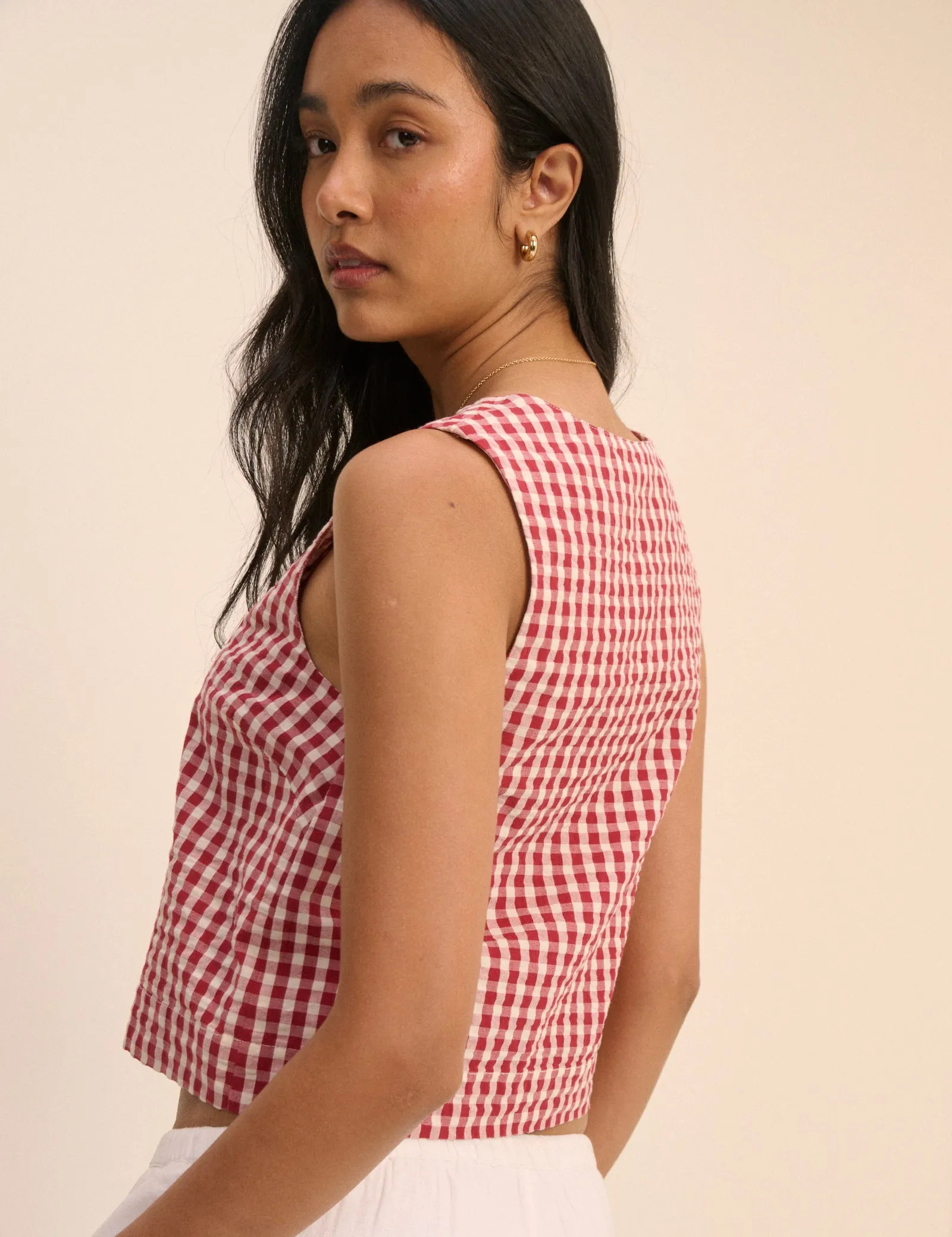 Red Gingham Button Front Top sold by Nobody's Child product image thumbnail 5