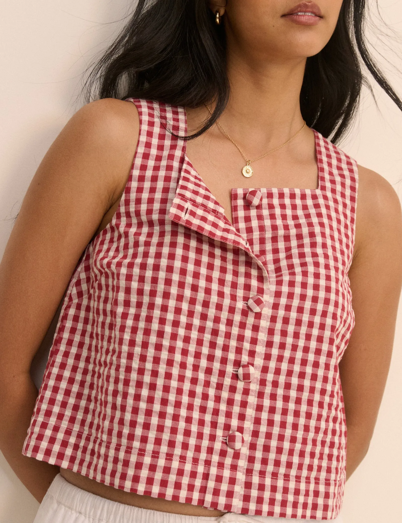 Red Gingham Button Front Top sold by Nobody's Child product image thumbnail 2