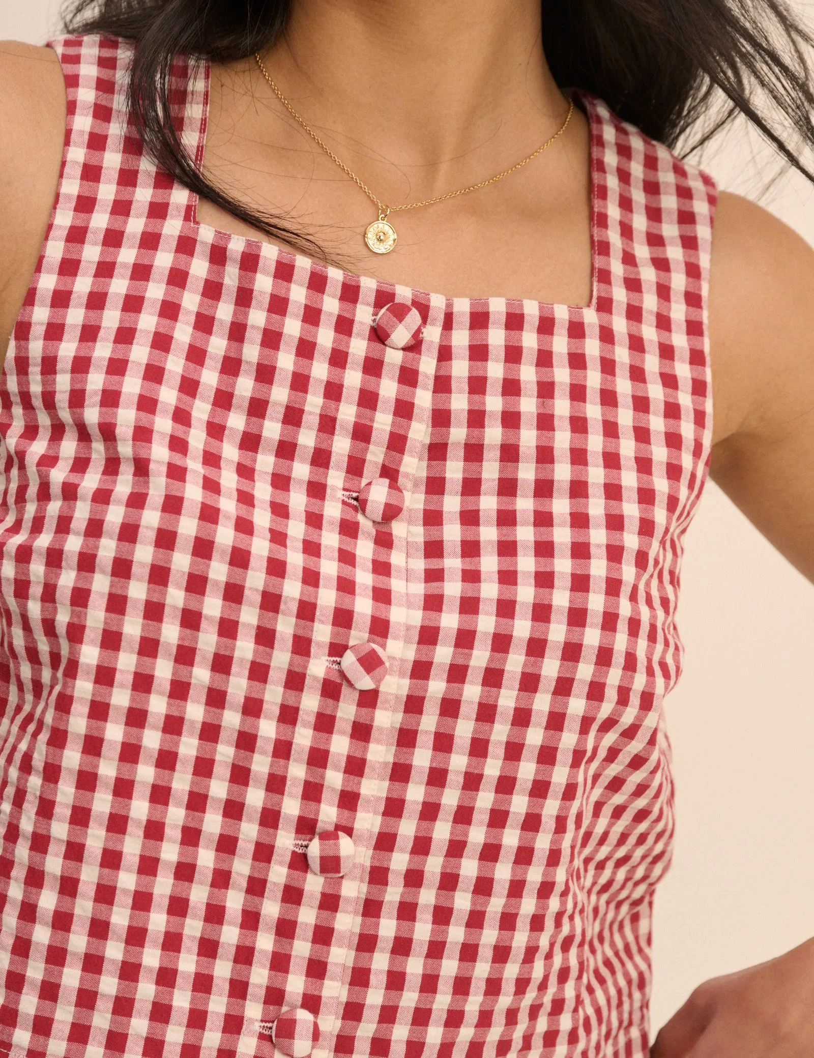Red Gingham Button Front Top sold by Nobody's Child product image thumbnail 3