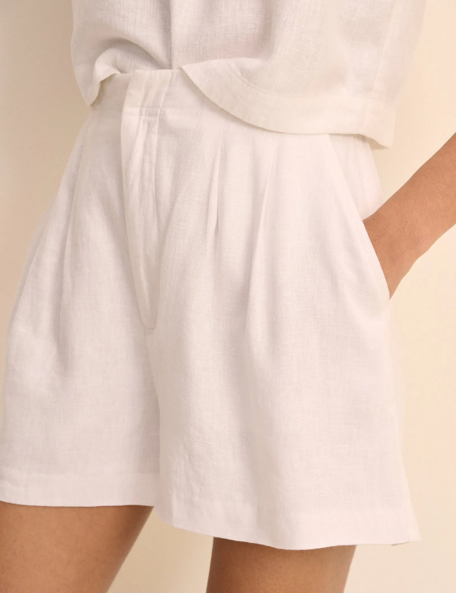 White Linen-Blend Silsoe Shorts sold by Nobody's Child product image thumbnail 3