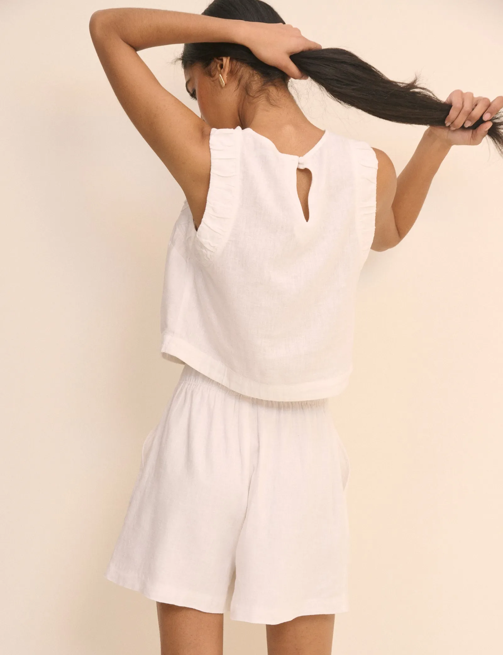 White Linen-Blend Silsoe Shorts sold by Nobody's Child product image thumbnail 5