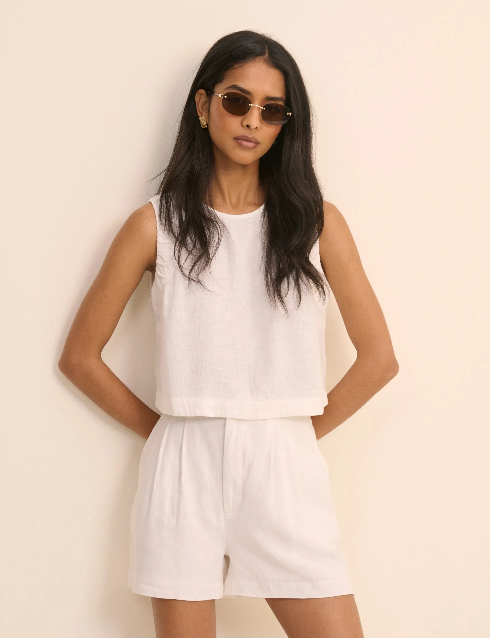 White Linen-Blend Silsoe Shorts sold by Nobody's Child product image thumbnail 4