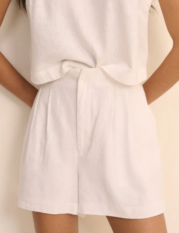 White Linen-Blend Silsoe Shorts made by Nobody's Child