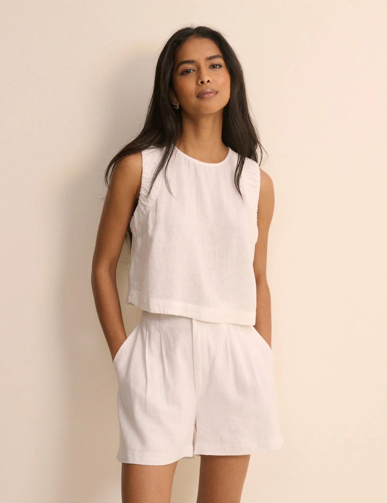 White Linen-Blend Silsoe Shorts sold by Nobody's Child product image thumbnail 2