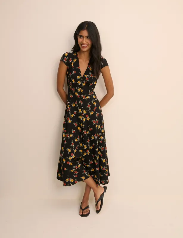Black Floral Avery Midi Dress made by Nobody's Child