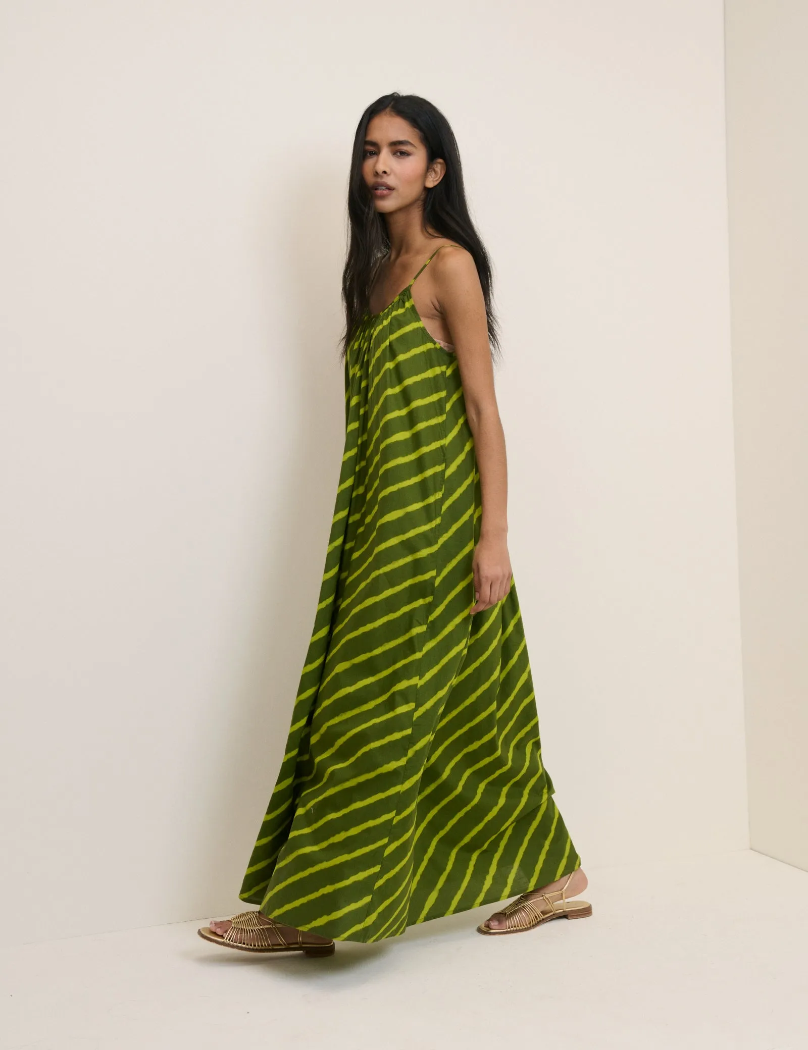 Green Striped Cynthia Maxi Dress sold by Nobody's Child