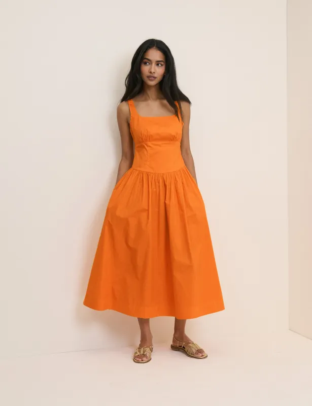 Orange Panelled Soraya Midi Dress made by Nobody's Child