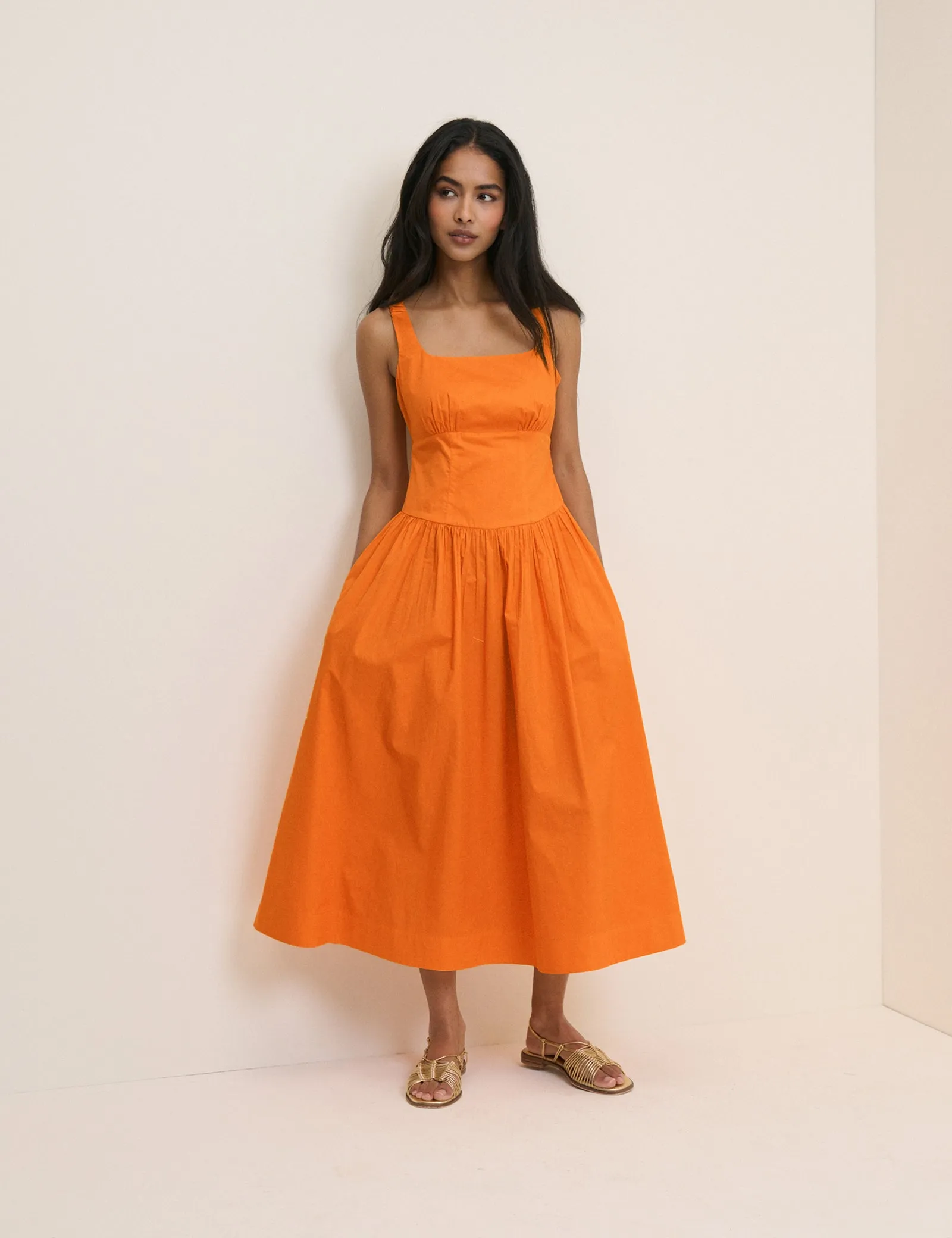 Orange Panelled Soraya Midi Dress sold by Nobody's Child