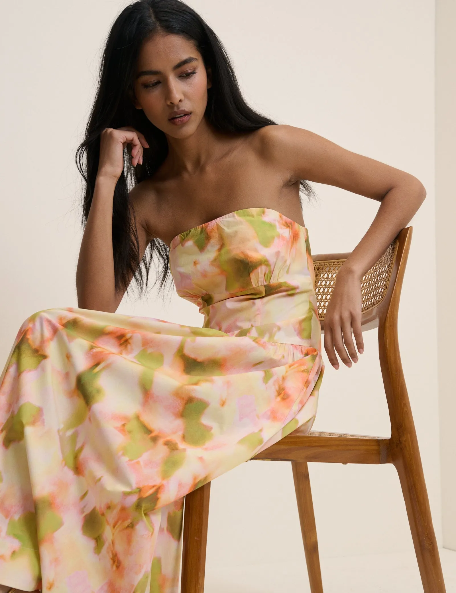 Abstract Floral Panelled Bandeau Amana Midi Dress sold by Nobody's Child product image thumbnail 3
