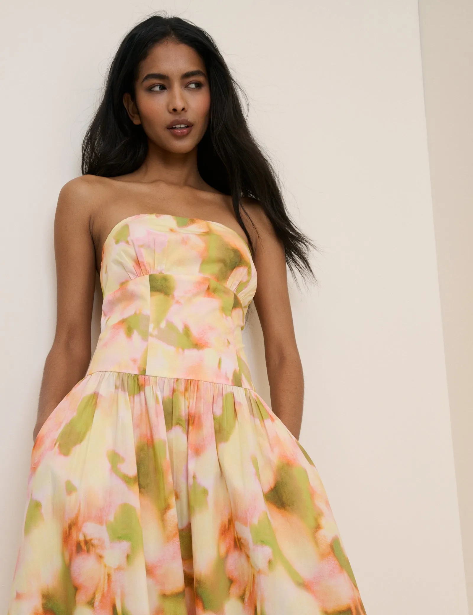 Abstract Floral Panelled Bandeau Amana Midi Dress sold by Nobody's Child product image thumbnail 2