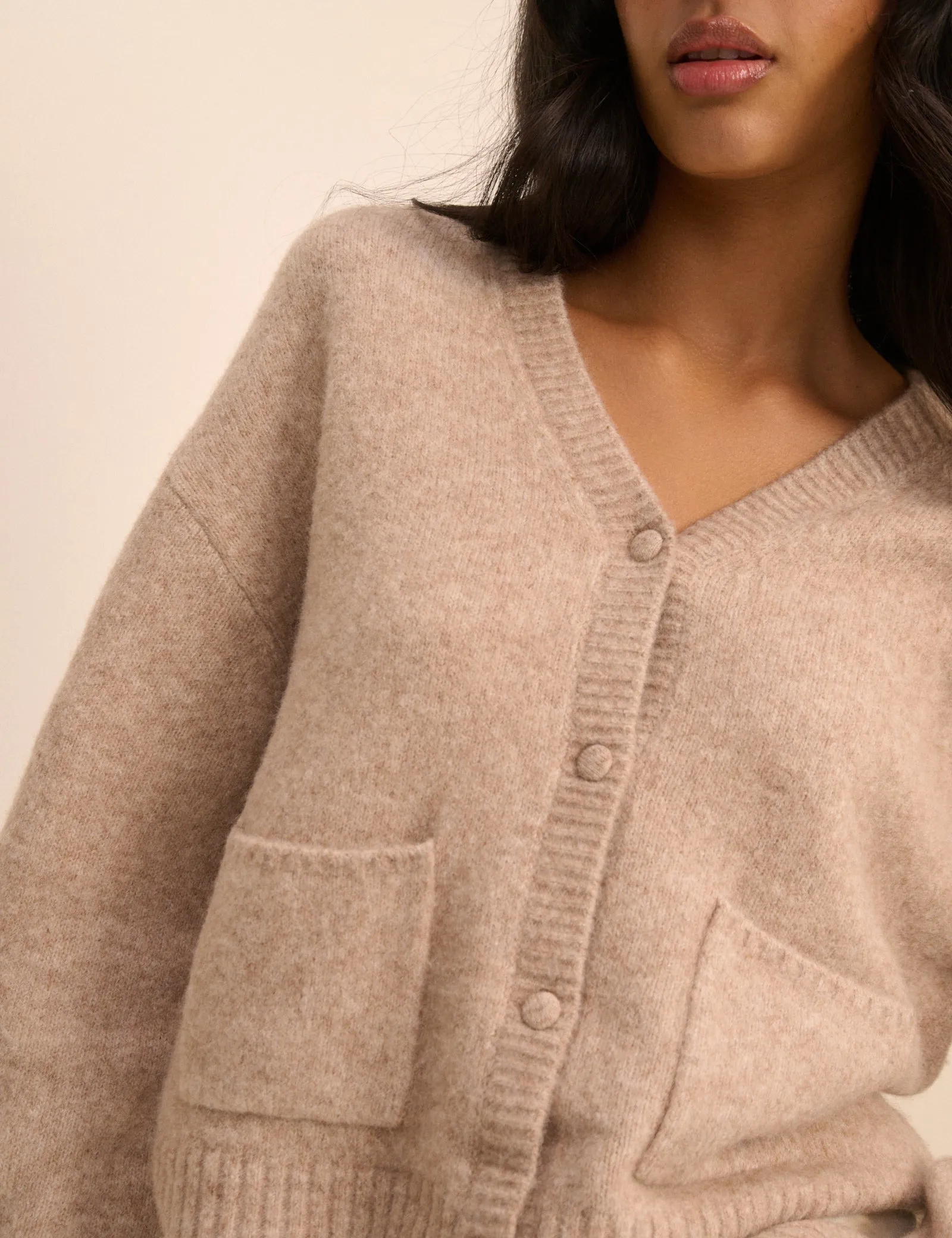 Beige V-Neck Pocket Cardigan sold by Nobody's Child product image thumbnail 2