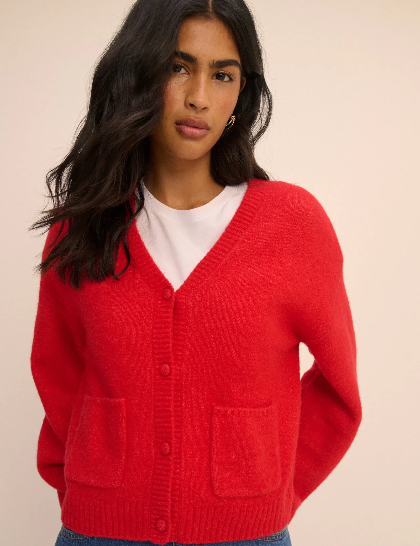 Red V-Neck Pocket Cardigan sold by Nobody's Child product image thumbnail 5
