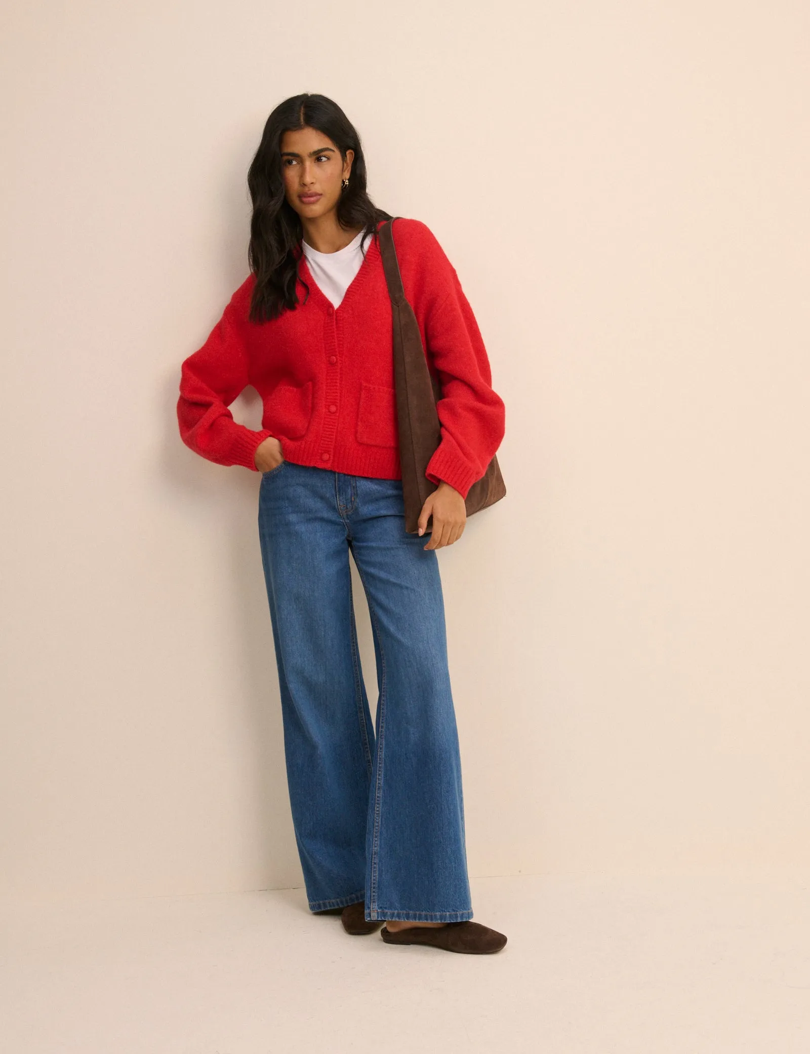 Red V-Neck Pocket Cardigan sold by Nobody's Child product image thumbnail 3