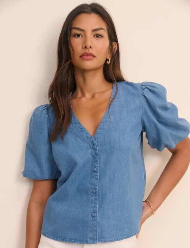 Mid Wash Denim Brooke Blouse made by Nobody's Child