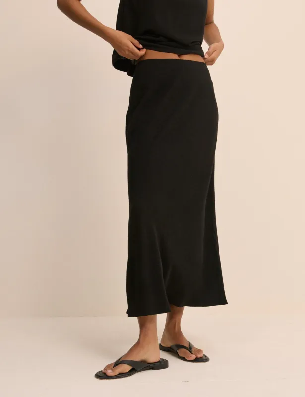 Black Mila Midi Slip Skirt made by Nobody's Child