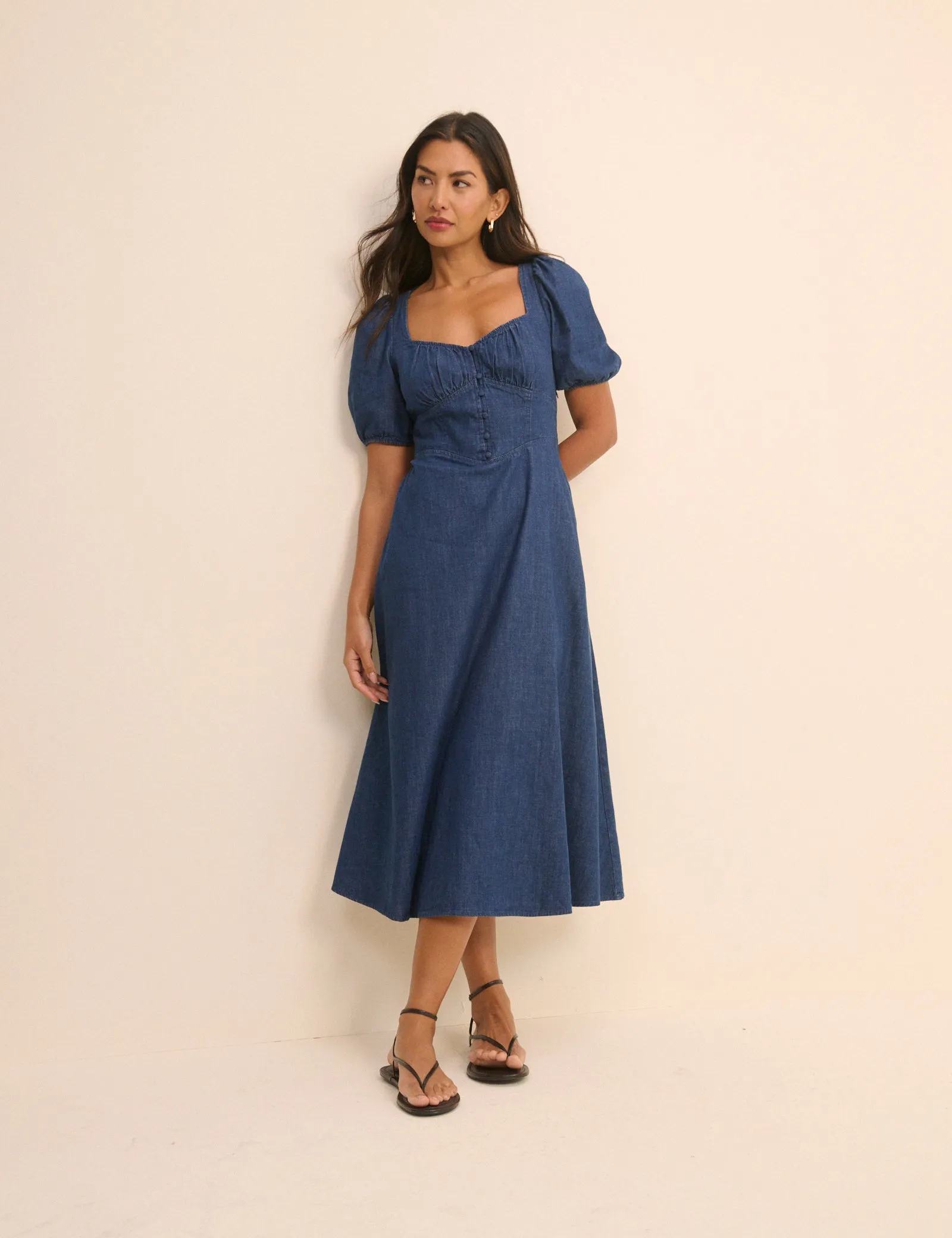 Dark Wash Denim Tulla Midi Dress sold by Nobody's Child