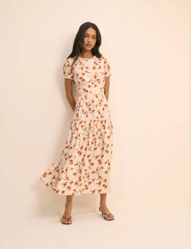 Cream Ditsy Floral Tiered Dara Midi Dress made by Nobody's Child