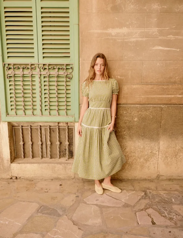 Green Gingham Lace Trim Dara Midi Dress made by Nobody's Child