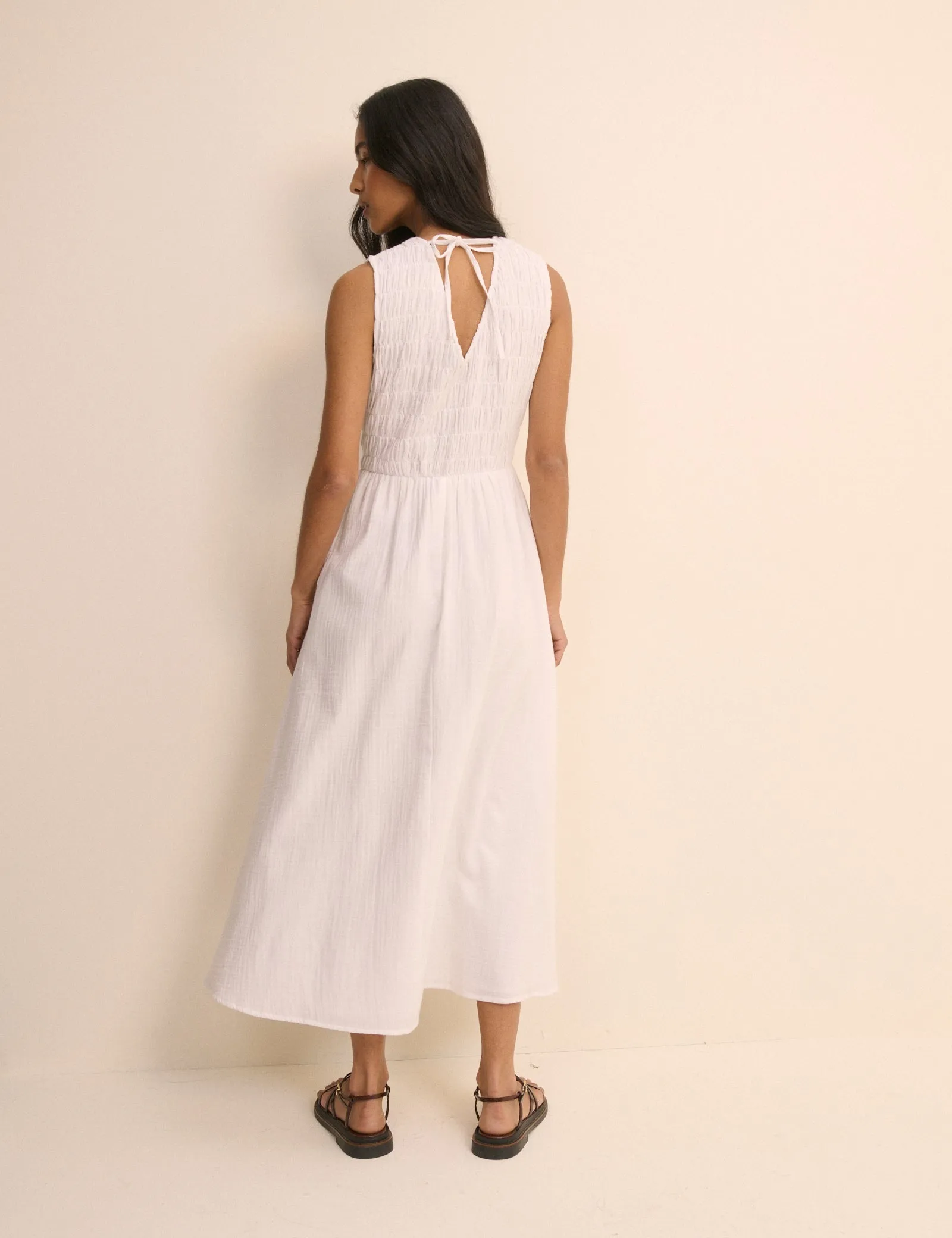 White Sleeveless Audrey Midi Dress sold by Nobody's Child product image thumbnail 5