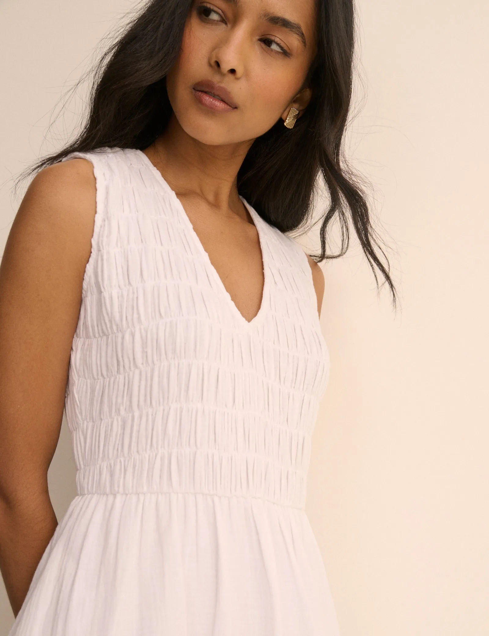 White Sleeveless Audrey Midi Dress sold by Nobody's Child product image thumbnail 2