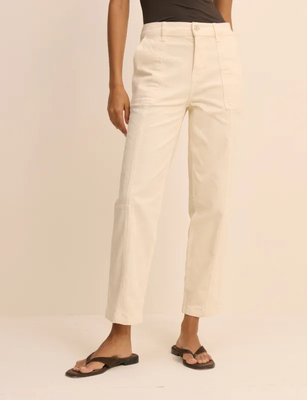 Cream Denim Tapered Trousers made by Nobody's Child