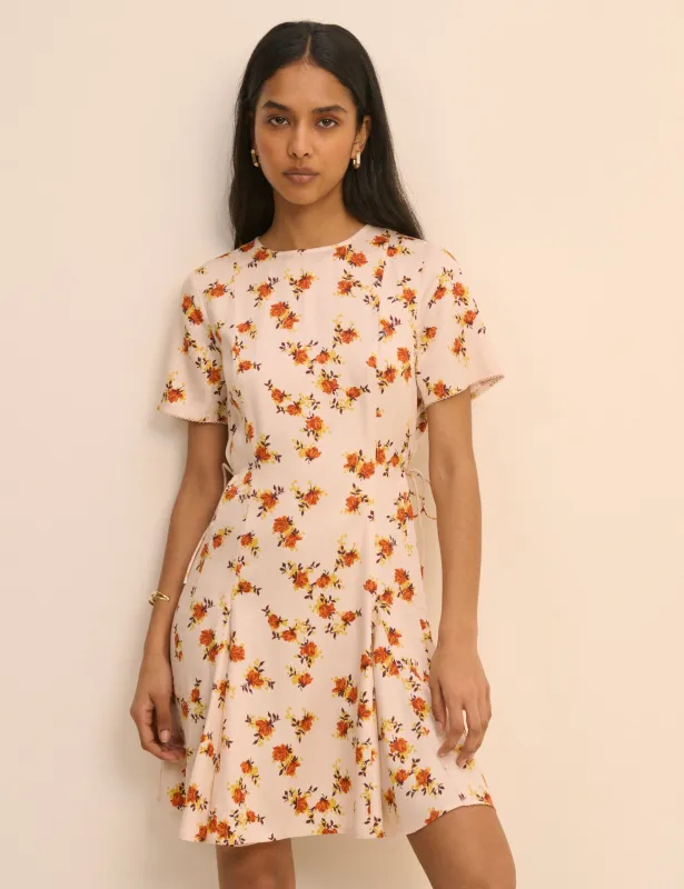Cream and Orange Floral Gaia Mini Dress made by Nobody's Child
