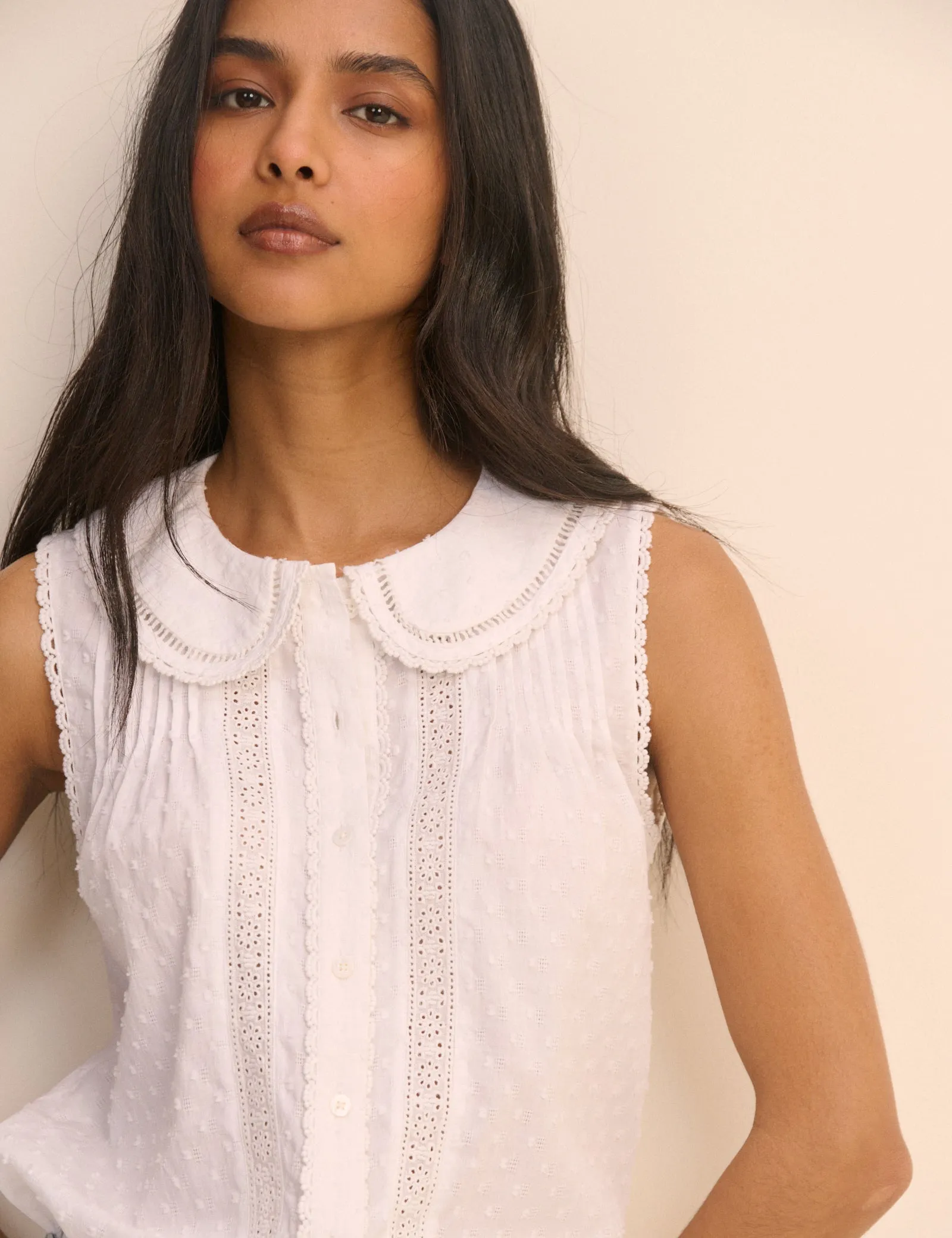 White Peter Pan Collar Sleeveless Blouse sold by Nobody's Child product image thumbnail 2