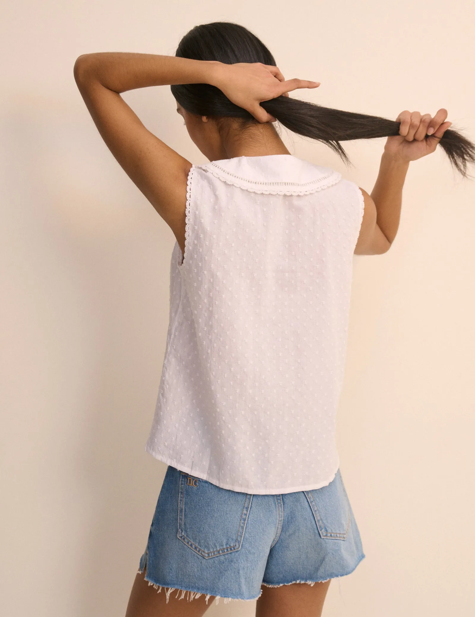 White Peter Pan Collar Sleeveless Blouse sold by Nobody's Child product image thumbnail 5