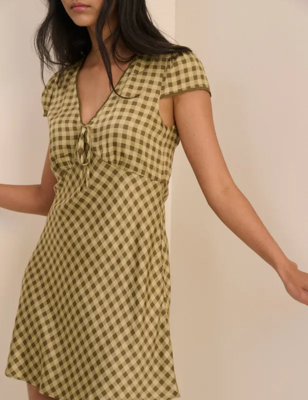 Green Gingham Rosa Mini Dress made by Nobody's Child