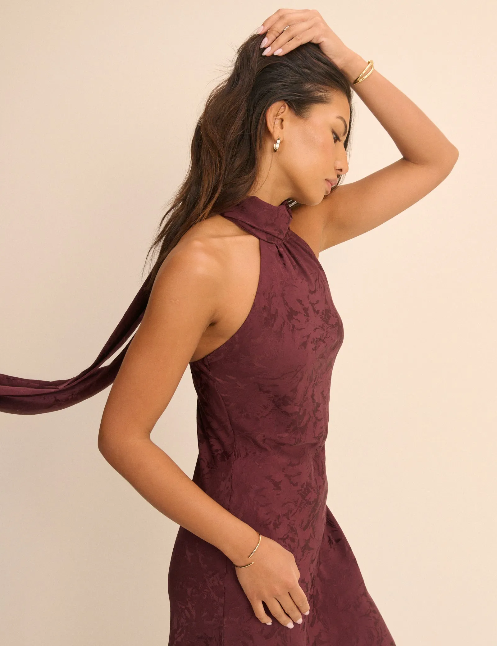 Plum Floral Jacquard Fifi Maxi Dress sold by Nobody's Child product image thumbnail 2