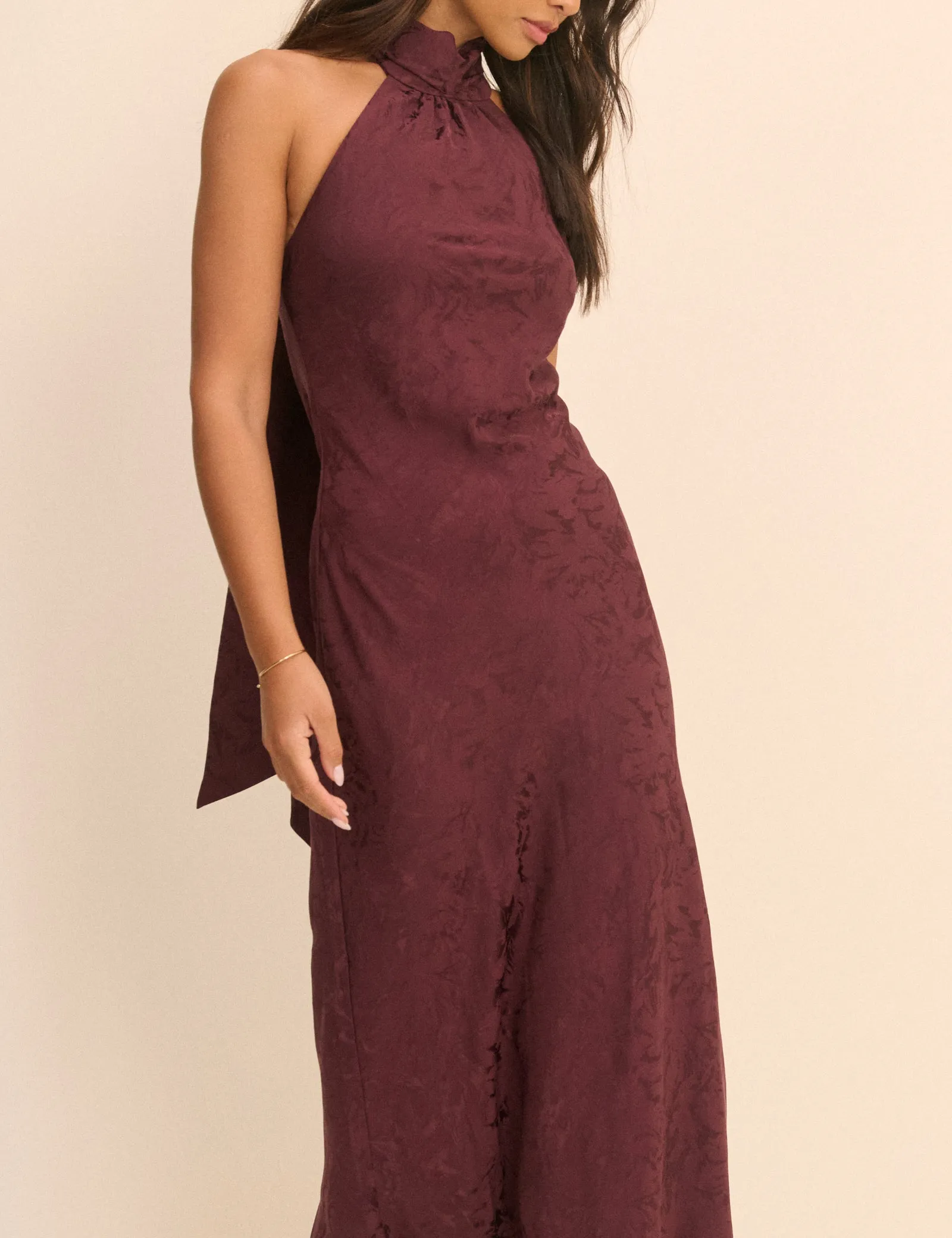 Plum Floral Jacquard Fifi Maxi Dress sold by Nobody's Child product image thumbnail 3