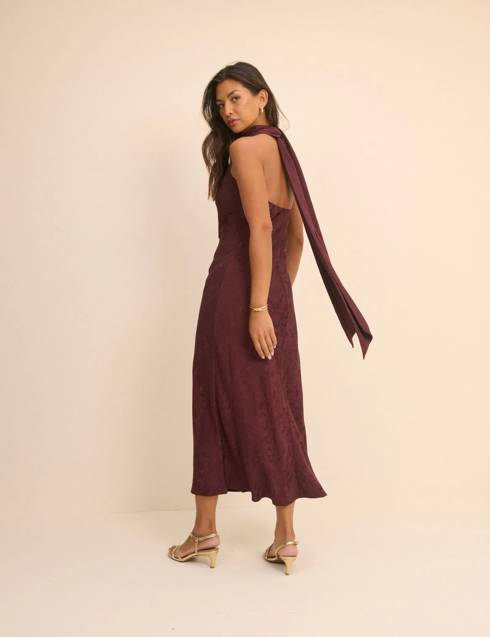 Plum Floral Jacquard Fifi Maxi Dress sold by Nobody's Child product image thumbnail 5