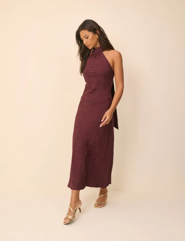 Plum Floral Jacquard Fifi Maxi Dress made by Nobody's Child