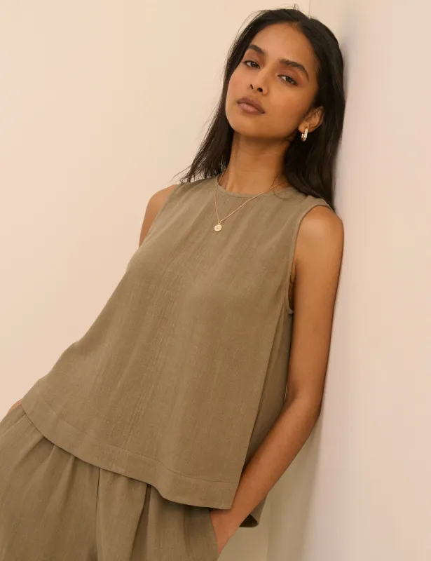 Khaki Swing Top made by Nobody's Child