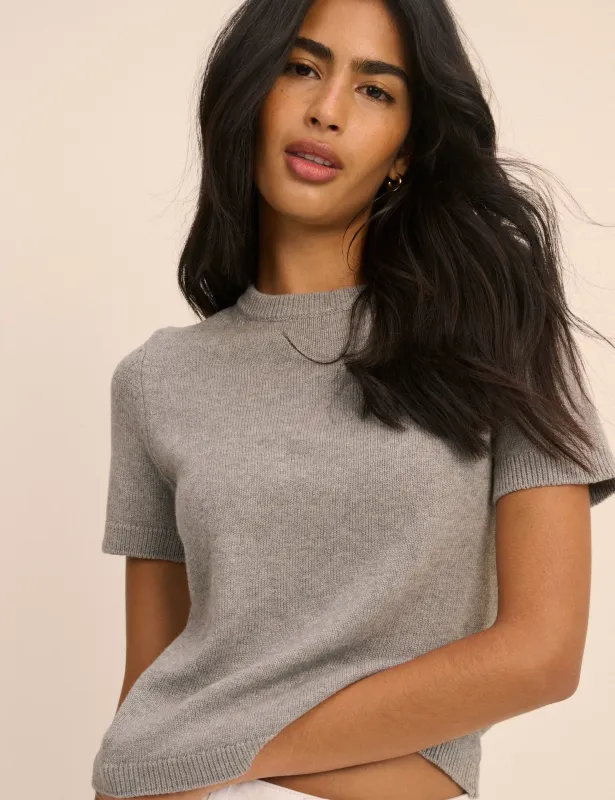 Grey Knitted Short Sleeve Top made by Nobody's Child
